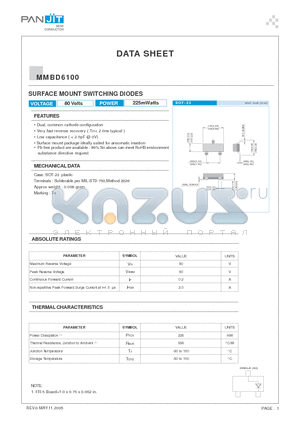 MMBD6100 datasheet - SURFACE MOUNT SWITCHING DIODES