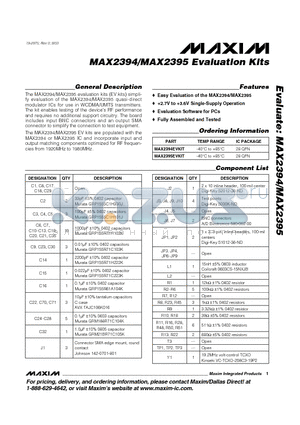 MAX2394EVKIT datasheet - MAX2394/MAX2395 Evaluation Kits