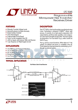 LTC1045CSW datasheet - Programmable Micropower Hex Translator/Receiver/Driver