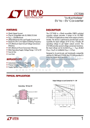 LTC1046IN8 datasheet - Inductorless 5V to  5V Converter