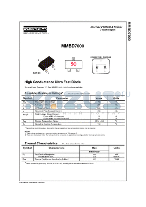 MMBD7000 datasheet - High Conductance Ultra Fast Diode