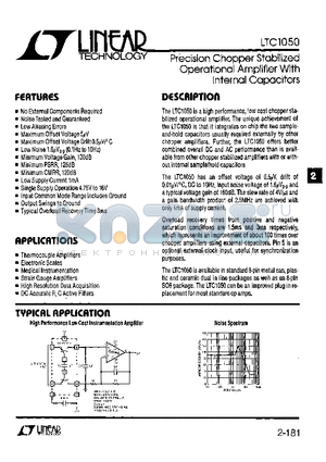 LTC1050 datasheet - Precision Chopper Stabilized Operational Amplifier with Internal Capacitors
