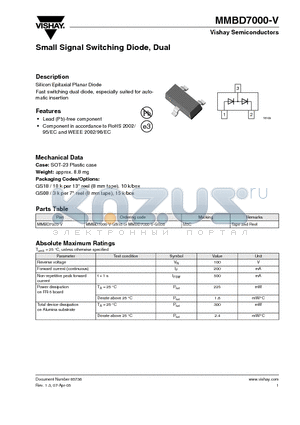 MMBD7000-V datasheet - Small Signal Switching Diode, Dual