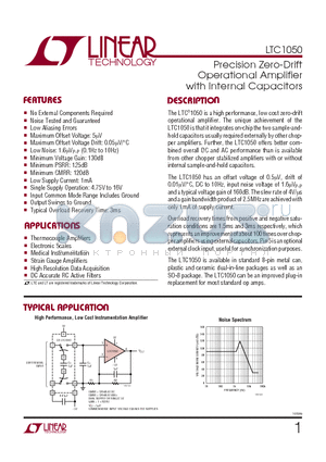 LTC1050ACJ8 datasheet - Precision Zero-Drift Operational Amplifier with Internal Capacitors