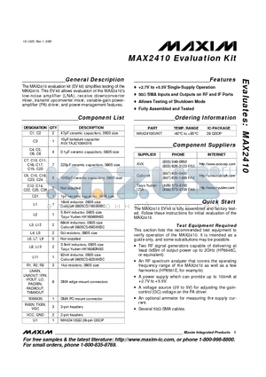 MAX2410_1 datasheet - Evaluation Kit