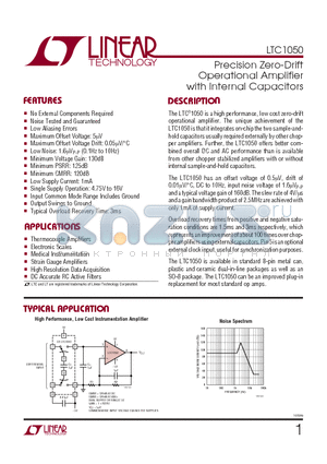 LTC1050CN datasheet - Precision Zero-Drift Operational Amplifier with Internal Capacitors