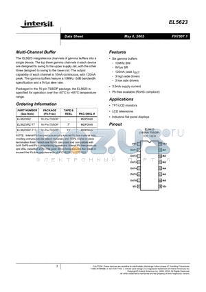 EL5623IRZ-T13 datasheet - Multi-Channel Buffer