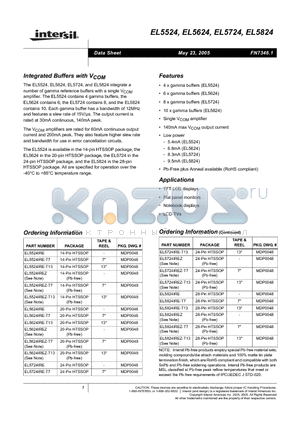 EL5624IREZ-T13 datasheet - Integrated Buffers with VCOM