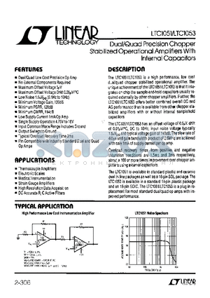 LTC1051ACJ8 datasheet - Dual/Quad Precision Chopper Stabilized Operational Amplifiers with Internal Capacitors