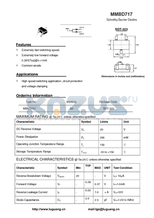 MMBD717 datasheet - Schottky Barrier Diodes