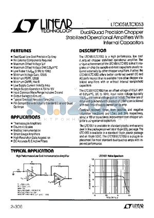 LTC1051CJ8 datasheet - Dual/Quad Precision Chopper Stabilized Operational Amplifiers with Internal Capacitors