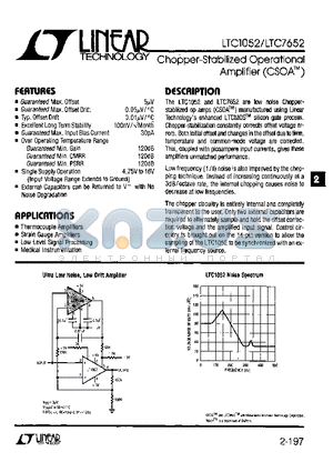 LTC1052CJ datasheet - Chopper-Stabilized Operational Amplifier(CSOATM)