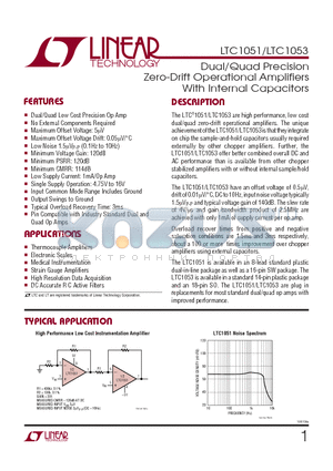 LTC1053CN datasheet - Dual/Quad Precision Zero-Drift Operational Amplifiers With Internal Capacitors