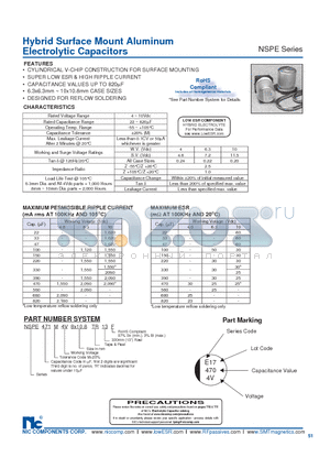 NSPE391MV8X10.8TR13F datasheet - Hybrid Surface Mount Aluminum Electrolytic Capacitors