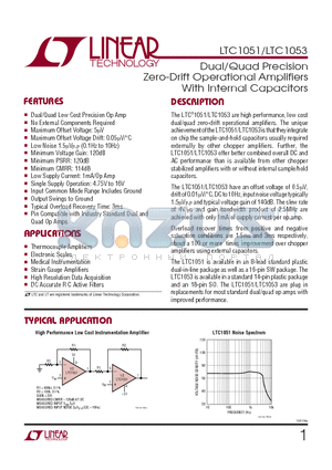 LTC1053CSW datasheet - Dual/Quad Precision Zero-Drift Operational Amplifiers With Internal Capacitors