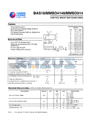 MMBD914 datasheet - SURFACE MOUNT SWITCHING DIODE