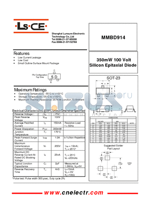 MMBD914 datasheet - 350mW 100volts silicon epitaxial diode