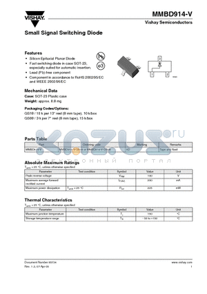 MMBD914-V-GS18 datasheet - Small Signal Switching Diode