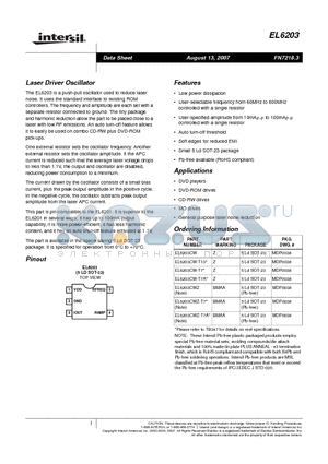 EL6203CWZ datasheet - Laser Driver Oscillator