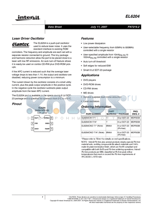 EL6204CW-T7 datasheet - Laser Driver Oscillator