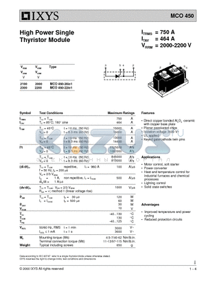 MCO450-20IO1 datasheet - High Power Single Thyristor Module