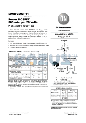 MMBF2202PT1_06 datasheet - Power MOSFET 300 mAmps, 20 Volts P-Channel SC-70/SOT-323