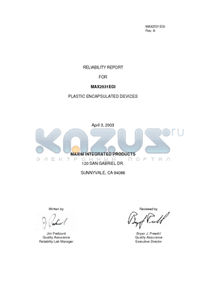 MAX2538 datasheet - PLASTIC ENCAPSULATED DEVICES