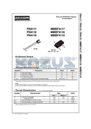 MMBF4118 datasheet - N-Channel Switch