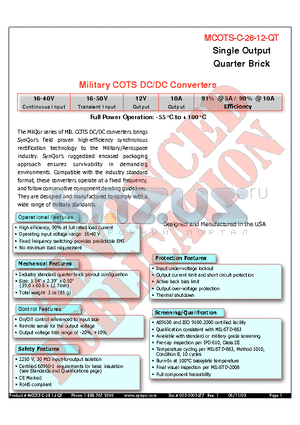 MCOTS-C-28-12-QT datasheet - Military COTS DC/DC Converters