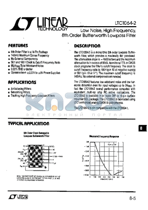 LTC1064-2C datasheet - Low Noise, High Frequency, 8th Order Butterworth Lowpass Filter