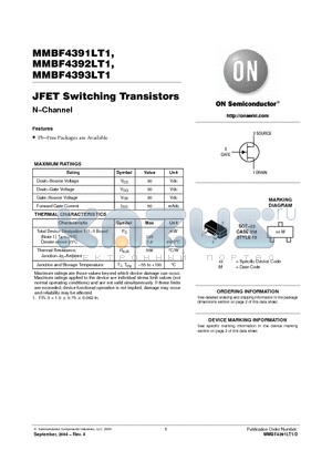 MMBF4391LT1 datasheet - JFET Switching Transistors