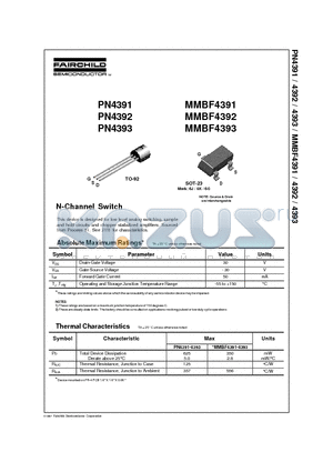 MMBF4392 datasheet - N-Channel Switch