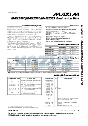 MAX2566EVKIT datasheet - Evaluation Kits