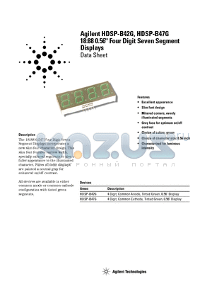 HDSP-B47G datasheet - 18:88 0.56 Four Digit Seven Segment Displays