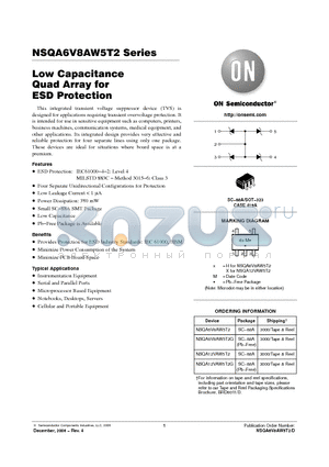 NSQA12VAW5T2 datasheet - Low Capacitance Quad Array for ESD Protection