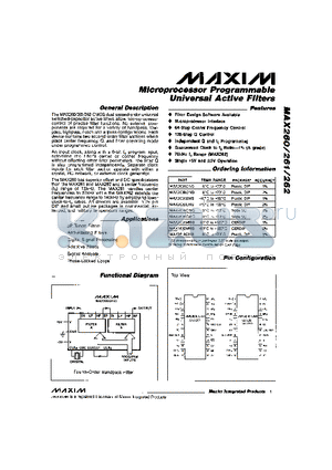 MAX260BENG datasheet - Microprocessor Programmable Universal Active Filters