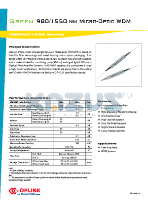 MWDMG1598100051 datasheet - Micro-Optic WDM