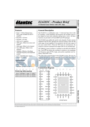 EL6281 datasheet - 4-Channel Laser Driver with APC Amp