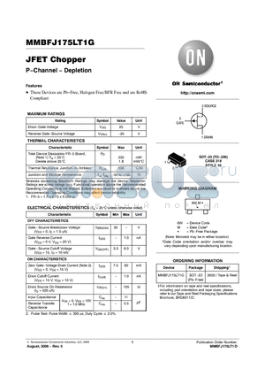 MMBFJ175LT1G_09 datasheet - JFET Chopper P - Channel - Depletion
