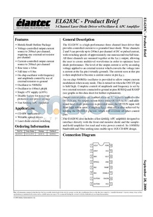 EL6283C datasheet - 3-Channel Laser Diode Driver w/Oscillator & APC Amplifier