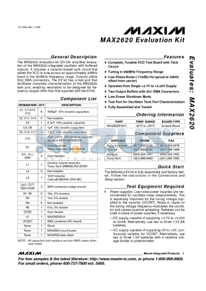 MAX2620 datasheet - Evaluation Kit