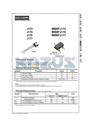 MMBFJ176 datasheet - P-Channel Switch