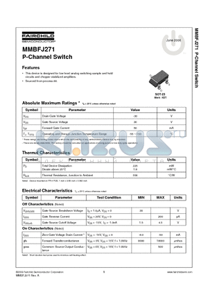 MMBFJ271 datasheet - P-Channel Switch