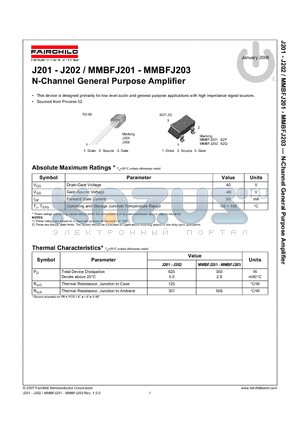 MMBFJ202 datasheet - N-Channel General Purpose Amplifier