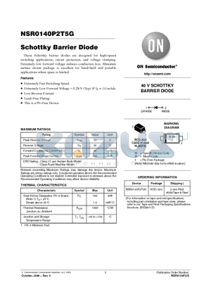 NSR0140P2 datasheet - Schottky Barrier Diode