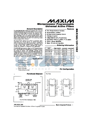 MAX262BENG datasheet - Microprocessor Programmable Universal Active Filters