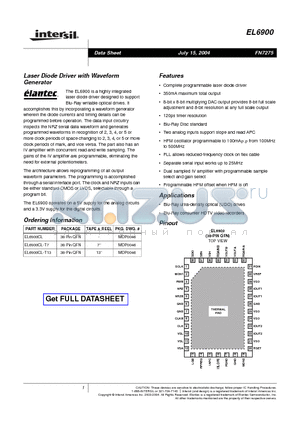 EL6900CL datasheet - Laser Diode Driver with Waveform Generator