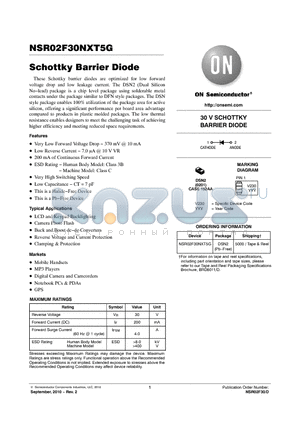 NSR02F30NXT5G datasheet - Schottky Barrier Diode