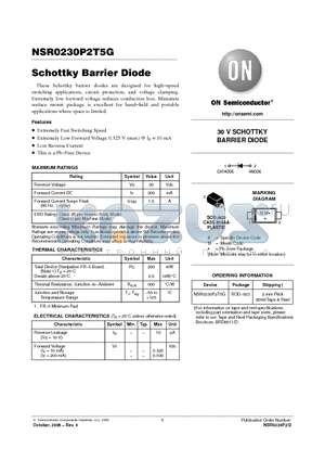 NSR0230P2T5G datasheet - Schottky Barrier Diode