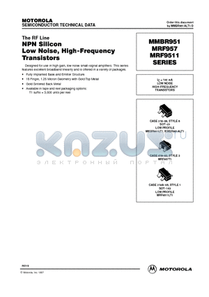 MMBR951ALT1 datasheet - NPN Silicon Low Noise, High-Frequency Transistors